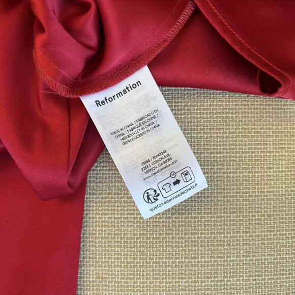 Reformation Frankie Satin Maxi Dress Sz2 Rubies Red Cherry Gown Cocktail - Picture 10 of 11